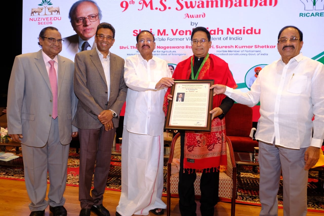 Dr. Ch. Srinivasa Rao, Director, ICAR-IARI, New Delhi honoured with Prof. M.S. Swaminathan Award
